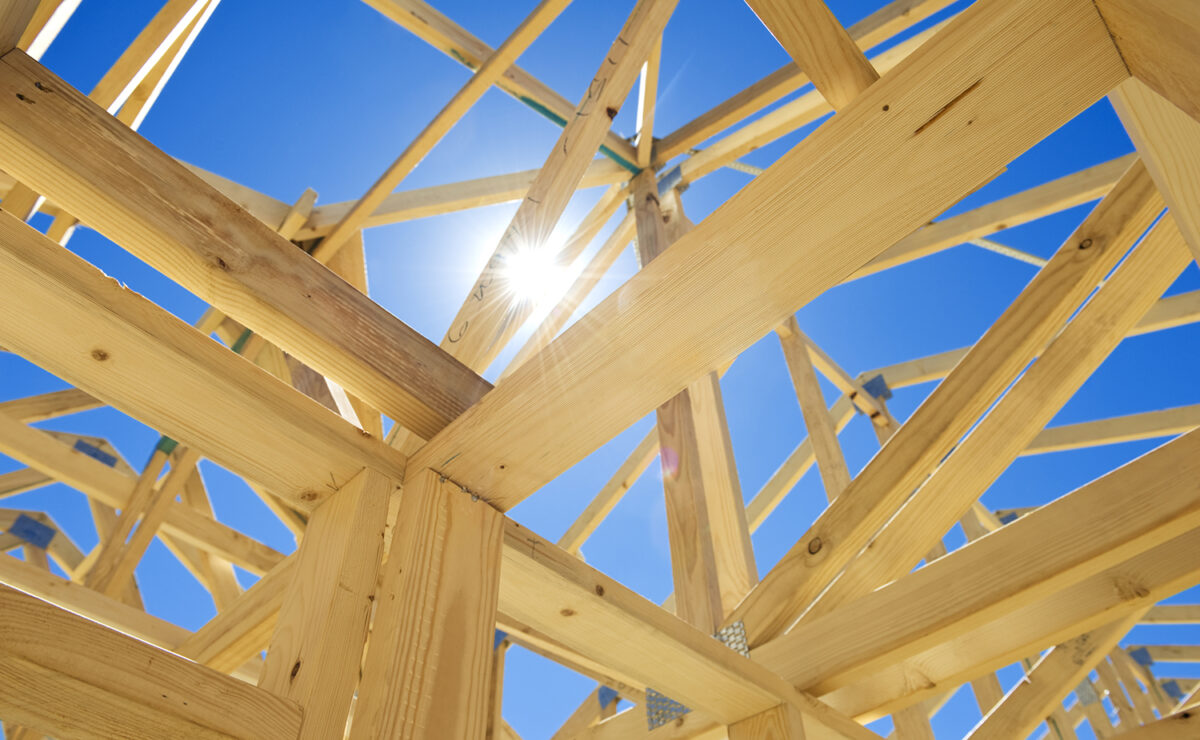 House framing, representing sustainable construction.