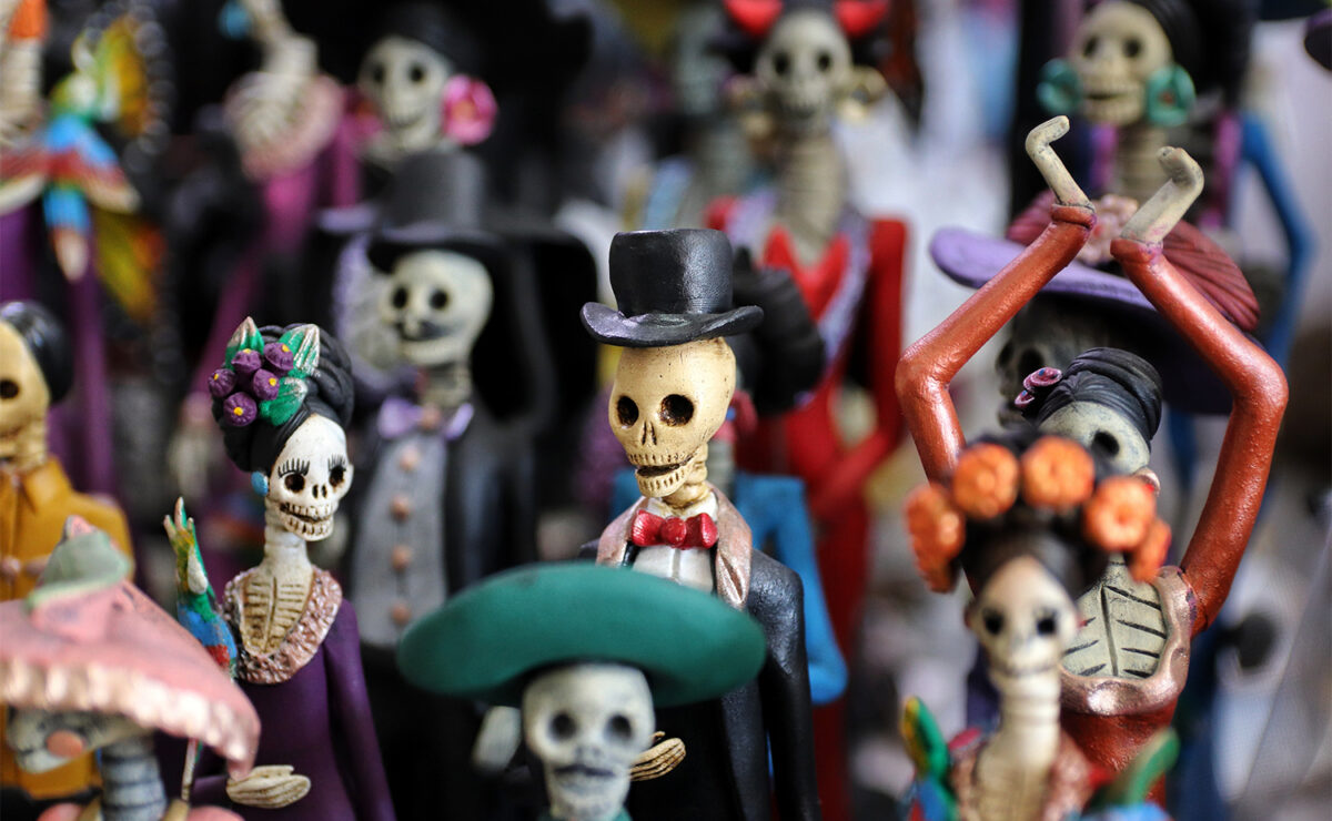 Dia de los Muertos figurines, representing Latino Heritage Month in Los Angeles, 2023