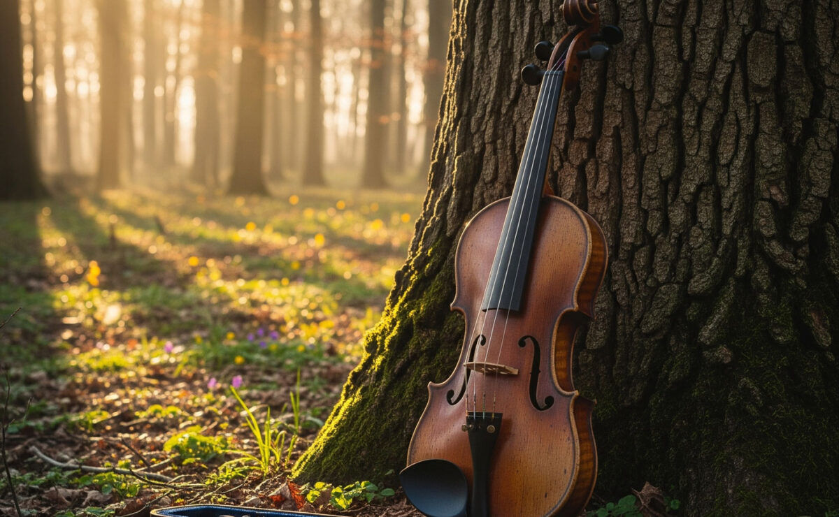 Violin in nature
